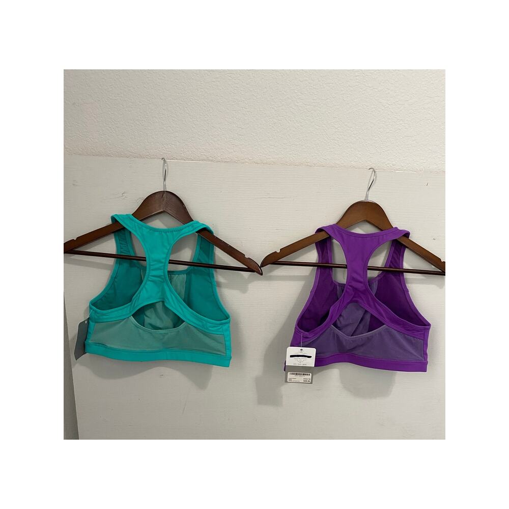 Ivy Sky Sports Bra Tops Set of 2 tops Purple and Teal Lace-up Detail Size M - Picture 2 of 7